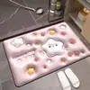 Alfombrilla de Baño de Tierra de Diatomeas Secado Rápido Estereoscópica 3D Absorbente Antideslizante Felpudo para Puerta de Inodoro Dibujos Animados