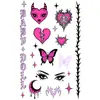 Adesivos de Tatuagem Temporária de Diabo em Formato de Coração Y2K-Millennial Rosa Fluorescente Retrô Rebelde para Homens e Mulheres, Duradouros e à Prova d'Água para Braços e Pernas