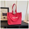 Bolso Tote Grande de Lona con Estampado de Letras de Moda para Mujer, Bolso Tote de Lona Simple de Gran Capacidad Casual Nuevo, Bolso de Hombro Versátil de Moda