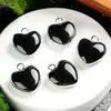 Piedra Natural Amatista Lapislázuli Lapislázuli 15 mm Colgante Borde de Amor Collar de Bricolaje Pendientes Accesorios de Joyería en Forma de Corazón