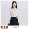 Atacado transfronteiriço de trajes profissionais rosa novos para primavera e outono: Conjunto de duas peças de moda feminina com blusa de manga comprida, camisa e saia