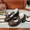 2026 Sapatos Femininos de Bico Baixo com Laço Estilo Japonês Novo Verão Salto Bloco Mary Jane Sapatos JK Pequenos de Couro Versátil