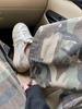 Jeans de trabajo camuflaje de chica hot americana para mujer, diseño de moda callejera de verano con volantes, cintura alta, rectos, adelgazantes, pierna ancha