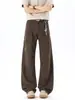 Jeans de trabajo color marrón melardo para hombre, nueva marca moderna 2026 estilo holgado recto pierna ancha pantalones largos para hombre