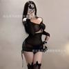 Roupa Íntima Sexy Uniforme Feminino Sexy Malha Roxa Transparente Qqny Pijama Saia de Quadril Celebridade Pura da Internet Cordão Plissado