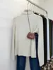 Camiseta de manga larga con cuello semi-alto, diseño nuevo 2026 para mujer, color liso, corte ajustado, top para superponer, tejido de punto base