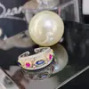 Versa librito rojo nuevo Anillo esmeralda vintage Anillo de lujo ligero tesoro colorido Anillo ajustable incrustado de diamantes