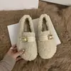 Sapatos femininos peludos para uso externo, novidades de outono e inverno de 2026, botas de neve, acolchoados e espessados, sapatos quentes de algodão, mocassins casuais da moda