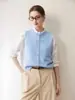 Suéter 100% Cachemir Puro Cuello Redondo Sin Mangas Chaleco de Punto Cárdigan Chaleco Cálido de Otoño Invierno para Mujer Capa Casual Chal