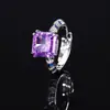 Outono e inverno novo joias Huabi fundo de cobre banhado a ouro corte flor de gelo diamante de alto carbono anel de cor conjunto de cobre feminino 10*10
