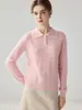 Suéter de cachemir 100% puro de estilo sencillo para mujer, cuello polo, manga larga, prenda base de punto, suéter de otoño/invierno de alta gama y elegante