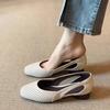 Zapatos de Mujer de Cuña Gruesa, Suela Suave, Huecos Estilo Retro, Boca Baja, Modelo Nuevo 2026 para Ir al Trabajo, Puntera Cuadrada, Cómodos, Transpirables