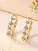 1 Par de Aretes Nuevos Estilo Coreano Ins con Aros Completos de Diamante, Versátiles para el Trabajo, Elegantes Aretes Chapados en Oro, Suministro de Joyería