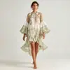 Site independente de comércio exterior europeu e americano transfronteiriço: vestido de moda feminino estampado com babados, estilo de férias, solto e elegante