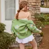 2026 Amazon Otoño e Invierno Nuevo Casual Floral Tejido Chaqueta Suelta Cuello en V Suéter Cárdigan Top Corto para Mujer