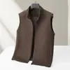 Chaleco Casual para Hombre para Otoño e Invierno, Chaleco de Punto de Mezcla de Lana con Cuello Alto, Chaqueta sin Mangas Juvenil con Forro de Cachemira
