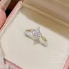 Anillo Popular de Perla de Cristal con un Toque de Lujo de Nicho, Diseño de Lujo Ligero, Anillos de Pareja Ajustables Abiertos para Mujer