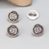 Prata de lei S925 banhada a ouro Botão com caractere Xi Acessórios vintage botão preto tinta envelhecida Material para artesanato DIY Joias
