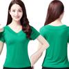 Ropa de Baile Cuadrado para Mujeres de Mediana Edad y Adultas Mayores, Top de Cuello en V, Nueva Camiseta Modal, Ropa de Baile de Manga Corta