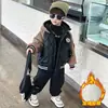 Chaqueta de retazos de forro polar para niños, ropa infantil de otoño e invierno, forrada de forro polar, para bebés y niños pequeños, abrigo de algodón con capucha de piel de cordero engrosado