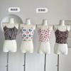 Verano Dulce Estampado Spice Girl Tirantes Seda de Hielo Chaleco Pequeño con Almohadilla en el Pecho Base Ropa Exterior Ropa Interior Top Corto