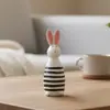 Moderno Simple Creativo Artesanía de Madera Rayas Conejo Adornos de Animales Creativo Artesanías para Mueble de TV Adornos para Botellero