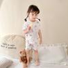 Conjunto de Pijama de Manga Corta para Niños, Algodón Puro Delgado Ropa de Aire Acondicionado para Bebés, Ropa de Verano para Niños, Ropa Transpirable de Dibujos Animados para Niñas Pequeñas