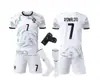 26 Portugal Visitante Blanco No. Camiseta de Fútbol 7 de C Ronaldo para Niños y Adultos, Tallas 14-3XL