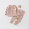 Conjunto de Dos Piezas Sin Costuras para Bebés y Niños Pequeños de Otoño e Invierno, Conjunto de Ropa Interior y Calzones de Manga Larga de Cintura Alta para Bebés Recién Nacidos para Todas las Estaciones