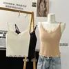 Talla Extra Seda de Hielo Sin Costuras Tacto Nude Ribete de Encaje de Pestañas Camisola con Escote en V Ropa Interior Base Chaleco Push-up para Mujer Espalda Bonita