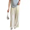 Pantalones Casuales de Tela Texturizada con Pliegues para Mujer 2026 Primavera/Verano Nuevos Delgados Cintura Elástica Rectos Holgados Adelgazantes Estilo Perezoso