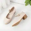 Sapatos de Trabalho Bai Zhenhe Primavera e Outono Novos de Couro Genuíno Macio, Sapatos de Dança Femininos de Solado Macio com Tira Única, Sapatos Confortáveis para Senhoras