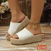 Calzado de Exterior Sandalias Plataforma Plisadas Bohemias de Cuerda de Cáñamo con Suela Gruesa para Mujer Venta Transfronteriza Verano 2026 Tallas Grandes