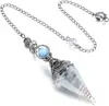 Comércio Exterior Novos Produtos Prata Antiga Cristal Colorido Pêndulo Pedra Semi-preciosa Pedra Colorida Resina Pêndulo Hexágono Cone Pingente