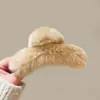 Presilhas de cabelo de pelúcia para outono e inverno para mulheres, acessórios de cabelo de luxo leve e de alta qualidade, presilhas elegantes para penteados presos, presilhas tipo tubarão estilo coreano para a parte de trás da cabeça