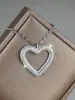 Collar de Corazón Hueco Más Vendido en Amazon Zirconia Cúbica de Diamante Completo Collar Versátil para Mujer