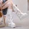 Botas Femininas de Cano Alto Abaixo do Joelho 2026 Novo Estilo Bota Longa com Fivela de Cinto Sapatos que Aumentam a Altura Botas Femininas Versáteis que Realçam a Altura