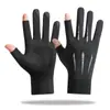 Guantes de Protección Solar para Hombre Verano Delgados con Dedos Expuestos Seda de Hielo Para Conducir Montar Fugas Dos Dedos Pesca Luya Para Llevar Medio Dedo Verano