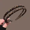 Pinza y diadema para el cabello retro con estampado de leopardo estilo francés para mujer, nuevo modelo 2026, accesorio simple para el cabello de borde estrecho, diadema para lavarse la cara