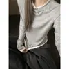 Camiseta Falsa de Duas Peças Estilo Coreano de Alta Qualidade para Mulheres 2026 Simples para o Dia a Dia Blusa de Manga Longa para Mulheres Lançamento