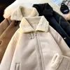 Chaqueta Cálida con Forro de Borrego Grueso de Ante y Piel para Otoño e Invierno, Chaqueta de Cuero Holgada PY8815