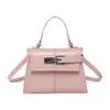 Bolso de Mano para Mujer Color Sólido Simple Estilo Coreano Hebilla Giratoria Metálica Bolso de Hombro Único Cruzado Pequeño Ligero para el Trabajo