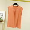 Camiseta de Algodón Estilo Coreano Elegante Oversize de Talla Grande para Mujer, Manga Corta Suelta con Cuello Redondo, para Commuter, Verano 2025