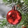 Nuevo juego de bolas navideñas de 3 cm y 36 cilindros con base roja galvanizada para decoración de árbol de Navidad.