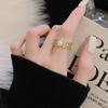 Anillo de apertura único con incrustaciones de circonita de lujo, ligero y de diseño único, estilo frío para mujer, exquisita joyería de moda.