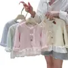Camiseta interior de encaje para niña de primavera y otoño, top de manga larga para bebé con lazo, nueva capa interior de estilo dulce