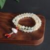 Nueva Pulsera China Piedra Natural Calcedonia Blanca Congelada Lichi Calabaza Doble Círculo Pulsera de Cristal Moda Combinable Explosiones en Vivo