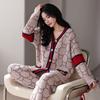 Pijama Suave y Esponjoso de Medio Terciopelo, Estilo Nuevo para Mujer para Otoño e Invierno, Cálido Cárdigan de Coral Fleece, Ropa de Casa Moderna y Relajada