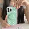 Capa de Celular Ins Estilo Coreano Simples Bolinhas com Suporte Magnético Apple 17Promax Adequada para 16pro Camada Dupla 15pro