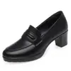Zapatos Negros de Tacón Alto con Punta Redonda para Mujer con Tacones Gruesos y Plataformas Impermeables 2026 Nuevo Estilo Zapatos de Piel para Mujer Zapatos Casuales Que No Cansan Tus Pies Zapatos para Mujer